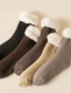 voordelige heren sokken-Voor heren 1 paar Sherpa gevoerde sokken Kousen Pantoffelsokken Effen Kleur Huis Warm Winter Zwart khaki Lichtgrijs