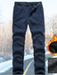 cheap Cargo Pants-Men&#039;s Cargo Pants Softshell Pants Combat Trousers Winter Pants Snow Pants Elastic Waist Zipper Pocket Solid Color Thermal Warm Fleece Lining Sports Outdoor Daily Casual Athleisure Black Navy Blue