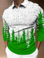 cheap Graphic Polo-Men&#039;s Collar Polo Shirt Golf Shirt Tree Graphic Prints Turndown Green Red 3D Print Christmas Street Long Sleeve Button-Down Print Clothing Apparel Fashion Designer Casual Soft