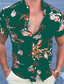 preiswerte Bedruckte Herrenhemden-Herren Hemd Hawaiihemd Sommerhemd Blumen Aloha Klassischer Kragen Schwarz Rote Blau Grün Party Strasse Kurzarm Bedruckt Bekleidung Vintage Designer Sexy Komfortabel