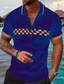 voordelige 3D-ritspolo-Voor heren POLO Shirt Golfshirt Ruitjes Grafische prints Strijkijzer Wijn Zwart blauw Leger Groen Donkergroen 3D-afdrukken Buiten Straat Korte Mouw Vetoketju Afdrukken Kleding Modieus Ontwerper