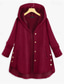 cheap Coats &amp; Trench Coats-Women&#039;s Plus Size Parka Button Pocket Plain Outdoor Causal Long Sleeve Hooded Regular Winter Fall Dark Green Dark Blue Red L XL XXL 3XL 4XL