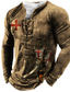 ieftine Tricouri 3D Bărbați-Bărbați Tricou Tricouri Grafic Crucea Templieră Henley Negru Maro Deschis Maro Gri Închis Tipărire 3D Knight Mărime Plus În aer liber Stradă Manșon Lung Cu Șiret Imprimeu Îmbrăcăminte De Baz