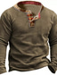 billige henley skjorter til mænd-Herre Henley-skjorte Vanlig Henley Sport Ferie Langærmet Knap ned Tøj Basale Afslappet Bekvem