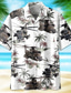billiga Tropiska skjortor-Herr Skjorta Hawaii skjorta Sommarskjorta Aloha skjorta Blommig Grafiska tryck Nedvikt Vit Rubinrött Marinblå Blå 3D-tryck Utomhus Gata Kortärmad Button-Down Mönster Kläder Tropisk Hawaiisk Designer