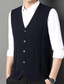 cheap Sweater Vests-Men&#039;s Sweater Vest Wool Sweater Ribbed Knit Knitted Stripes V Neck Modern Contemporary Korean Daily Wear Going out Clothing Apparel Sleeveless Spring &amp;  Fall Black Camel M L XL