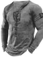tanie T-shirty 3D męskie-Męskie Podkoszulek Koszulki Graficzny Kołnierz Czarny Fioletowy Wino Zieleń wojskowa Jasnobrązowy Druk 3D Na zewnątrz Codzienny Długi rękaw Wiązanie Nadruk Odzież Podstawowy Designerskie Codzienny
