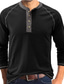 billige Casual T-skjorter for menn-Herre Henly-skjorte Langermet skjorte عادي Henley Gate Ferie Langermet Klær Bomull Mote Fritid Bekvem