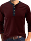 tanie Męskie koszulki casual-Męskie Koszula Henley Koszulka z długim rękawem Równina Henley Ulica Święto Długi rękaw Odzież Bawełna Moda Codzienny Wygodny