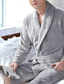 cheap Robes-Men&#039;s Robe Bathrobe Bath Robe Towel Robe Pure Color Fashion Simple Plush Home Polyester Coral Fleece Coral Velvet Comfort Warm Plunging Neck Long Robe Pocket Belt Included Winter Lake blue White
