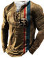 tanie T-shirty 3D męskie-Męskie Podkoszulek Koszulki Graficzny Krzyż templariuszy Henley Czarny Jasnobrązowy Brązowy Ciemnoszary Druk 3D Knight Puszysta Na zewnątrz Ulica Długi rękaw Wiązanie Nadruk Odzież Podstawowy
