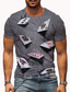 voordelige 3D T-shirts voor mannen-heren t-shirt patroon poker ronde hals korte mouw grijs paars geel party dagelijkse print tops casual grafische tees