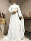 preiswerte lässige Brautkleider-Halle Vintage 1940er  1950er Freizeit Brautkleider A-Linien Hoher Hals Langarm Gerichtsschleppe Chiffon Brautkleider Mit Falten Einfarbig