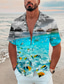 abordables Camisas hawaianas-Hombre Camisa Camisa de verano camisa hawaiana Graphic Paisaje Cuello Vuelto Negro Amarillo Azul Marino Azul Real Azul Piscina Print Exterior Calle Manga Corta Estampado Abotonar Ropa Moda Hawaiano