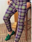 abordables Chino-Homme pantalon de costume Chino Pantalon Poche Plaid Respirable Extérieur Entreprise Casual du quotidien Rétro Vintage Grande occasion Vert Violet Micro-élastique