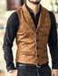 cheap Gilets-Men&#039;s Vest Gilet Warm Street Holiday Going out Single Breasted V Neck Vintage Style Casual Jacket Outerwear Pure Color Pocket Black Brown