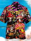 voordelige Hawaiiaanse overhemden-Voor heren Overhemd Hawaiiaans overhemd Paddenstoel Strijkijzer Zwart Geel Zwart / Paars Rood Paars Buiten Straat 3D Button-omlaag Kleding Modieus Ontwerper Casual Ademend