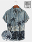 baratos camisas 3d masculinas-Homens Camisa Social Camiseta Aloha camisa de verão Coqueiro Estampas Abstratas Aberto para a Lateral Azul Impressão 3D Ao ar livre Rua Manga Curta Botão para baixo Imprimir Roupa Tropical Moda