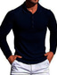 tanie dzianinowy sweter polo-Męskie Koszulka polo Koszula golfowa Solidne kolory Wieczorne Czarny Żółty Zieleń wojskowa Khaki Jasnoszary Codzienny Wyjściowe Długi rękaw Przycisk w dół Odzież Moda Moda miejska