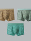 cheap Men&#039;s Underwear-Men&#039;s 3 Pack Boxer Briefs Basic Panties Boxers Underwear Multipack Antibacterial Crotch Cotton Underwear Stripe Mid Waist Ice Blue+Blue+Grey Tea Green+Blue+Lake Green