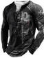 お買い得  メンズ3DＴシャツ-男性用 Tシャツ グラフィック テンプルクロス ヘンリー ブラック ライトブラウン ブラウン ダックグレー 3Dプリント Knight プラスサイズ アウトドア ストリート 長袖 レースアップ プリント 衣類 ベーシック デザイナー カジュアル クラシック