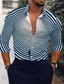 お買い得  メンズプリントシャツ-男性用 シャツ グラフィック 3D印刷 カラー ブラック ブルー アーミーグリーン プリント アウトドア ストリート 長袖 3Dプリント ボタンダウン 衣類 ファッション デザイナー クラシック 高通気性