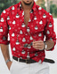 voordelige 3D-shirts voor heren-Voor heren Overhemd Sneeuwpop Grafische prints Sneeuwvlok  Strijkijzer R Wit + rood Zwart White + Gray Rood 3D-afdrukken Kerstmis Straat Lange mouw Button-omlaag Afdrukken Kleding Modieus Ontwerper