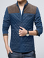 billige Dunjakker og anorakker til mænd-mænds kontrast stativ krave ned quiltet jakke (stor, marineblå grå)