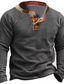 Недорогие мужские рубашки хенли-Муж. Рубашка Хенли Полотняное плетение Хенли Спорт Праздники Длинный рукав Кнопка вниз Одежда Классический На каждый день Удобный