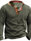 baratos camisas henley masculinas-Homens Camisa Henley Tecido Henley Esportes Feriado Manga Longa Botão para baixo Roupa Básico Casual Confortável