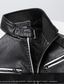 cheap Men’s Furs &amp; Leathers-Men&#039;s Faux Leather Jacket Biker Jacket Daily Wear Work Winter Long Coat Regular Fit Warm Casual Casual Daily Jacket Long Sleeve Pure Color With Belt Light Red Coffee Black