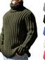 levne pánský pulovrový svetr-Pánské Svetr Pulovrový svetr Rýhovaný Plést Zkrácené Pletený Pevná barva Rolák Zahřívací Moderní soudobé Práce Denní nošení Oblečení Podzim zima Černá Vodní modrá M L XL