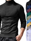 billige Casual T-shirts til mænd-Herre Turtleneck skjorte Ensfarvet Rullekrave Grøn Sort Gul Kakifarvet Marineblå Gade Ferie Langærmet Tøj Bomuld Mode Afslappet Bekvem