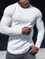 Χαμηλού Κόστους Ανδρικά μπλουζάκια casual-Ανδρικά Μπλουζάκι Συμπαγές Χρώμα Στρογγυλή Ψηλή Λαιμόκοψη Μαύρο Γκρίζο Λευκό Δρόμος Αθλητικά Μακρυμάνικο Ρούχα Βασικό Υψηλής Ποιότητας Καθημερινό Άνετο