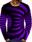 abordables Tee shirts 3D pour homme-Homme T shirt Tee 3D Print Col Rond Jaune Rose Claire Rouge Bleu Violet 3D effet Grande Taille du quotidien Sortie manche longue Imprimer Vêtement Tenue Vêtement de rue Exagéré Design