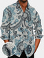 billiga Skjortor med tryck för män-Herr Skjorta Blommig Grafiska tryck Nedvikt Rubinrött Blå Purpur 3D-tryck Utomhus Gata Långärmad Button-Down Mönster Kläder Mode Designer Ledigt Mjukt