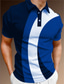 baratos Polo 3D-Homens Camiseta Polo Camisa de golfe Geometria Aberto para a Lateral Verde Preto Azul Vermelho Marron Impressão 3D Ao ar livre Rua Manga Curta Botão para baixo Imprimir Roupa Moda Casual Respirável