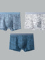 cheap Men&#039;s Underwear-Men&#039;s 3 Pack Boxer Briefs Basic Panties Boxers Underwear Multipack Antibacterial Crotch Cotton Underwear Stripe Mid Waist Ice Blue+Blue+Grey Tea Green+Blue+Lake Green