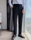 cheap Chinos-Men&#039;s Trousers Pleated Pants Straight Leg High Rise Plain Comfort Office Work Business Vintage Elegant Black White High Waist Micro-elastic