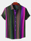 billiga Tropiska skjortor-Herr Skjorta Hawaii skjorta Randig Krage Ljusgrön Blå Purpur Grön Dagligen Semester Kortärmad Button-Down Kläder Hawaiisk Designer Ledigt Bekväm