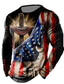 voordelige 3D T-shirts voor mannen-Voor heren T-shirt Grafische prints Amerikaanse vlag Nationale vlag Strakke ronde hals Kaki + Donkergrijs Zwart Wit Zwart / Rood Zwart / Bruin 3D-afdrukken Buiten Straat Lange mouw Afdrukken Kleding