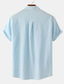 Χαμηλού Κόστους ανδρικά πουκάμισα casual-Ανδρικά λινό πουκάμισο Καλοκαιρινό πουκάμισο Πουκάμισο παραλίας Μαύρο Λευκό Καφέ Κοντομάνικο Σκέτο Όρθιος γιακάς Καλοκαίρι Causal Αργίες Ρούχα