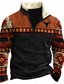 cheap Graphic Hoodies-Men&#039;s Zip Sweatshirt Pullover Orange Half Zip Graphic Tribal Print Sports &amp; Outdoor Casual Daily 3D Print Fleece Streetwear Designer Thin fleece Fall &amp; Winter Clothing Apparel Hoodies Sweatshirts