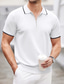 economico polo classica-Per uomo POLO Camicia da golf Golf Liscio Colletto Bianco Blu marino Marrone Esterno Informale Manica corta Abbigliamento Essenziale Di tendenza Streetwear