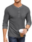 billiga Casual T-shirts för män-Henley långärmad t-shirt med våffla gingham-tröja för män med fickor