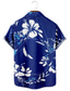 billige Hawaiiskjorts-Herre Skjorte Hawaii skjorte Blomstret Grafiske trykk Aftæpning Navyblå Lilla Grønn 3D-utskrift utendørs Gate Kort Erme Knapp ned Trykt mønster Klær Tropisk Mote Hawaiisk Designer