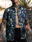 tanie Koszule hawajskie-Męskie Koszula Graficzny Zwierzę Motyl Gradient W serek czarny / biały Niebiesko-zielony Granatowy Nadruk Na zewnątrz Codzienny Długi rękaw Druk 3D Odzież Moda Designerskie Codzienny Wygodny