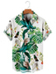 billiga Tropiska skjortor-Herr Skjorta Hawaii skjorta Blommig Grafiska tryck Löv Nedvikt Blå Purpur Grön 3D-tryck Gata Ledigt Kort ärm Button-Down Mönster Kläder Tropisk Mode Hawaiisk Designer