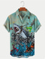 billige Hawaiiskjorter-Herre Skjorte Hawaii skjorte Dyr Dødningehoveder Haj Grafiske tryk Aftæpning Rød Lilla Grøn 3D-udskrivning udendørs Gade Kort Ærme Knap ned Trykt mønster Tøj Tropisk Mode Hawaiiansk Designer