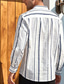 billige mænds fritidsskjorter-Herre Henley-skjorte Casual skjorte Stribet Sort &amp; Hvid Krave Sort / Grå Grøn Blå Dusty Blue Afslappet Daglig Langærmet Knap ned Tøj Bomuld Basale Mode Gade